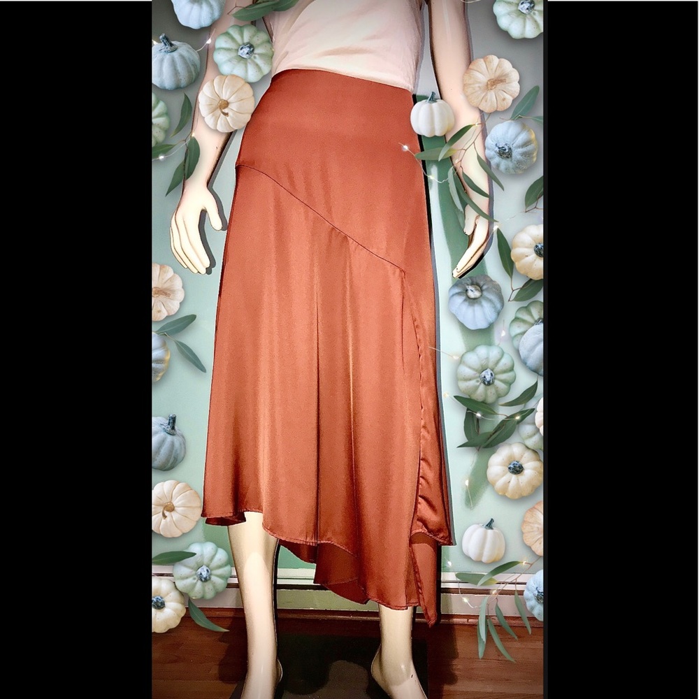 WHO WHAT WEAR • Silky Fall Maxi Skirt/ size 14 NWT
